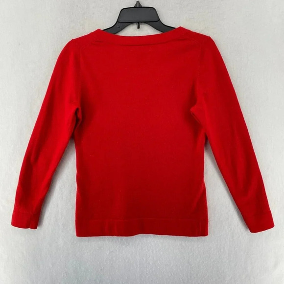 Banana Republic Merino Wool Sweater Women S Red V-Neck Slim Fit Stretch Pullover - Picture 2 of 9